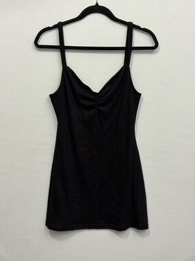 White Fox Black Ruched Ribbed V-Neck Mini Dress